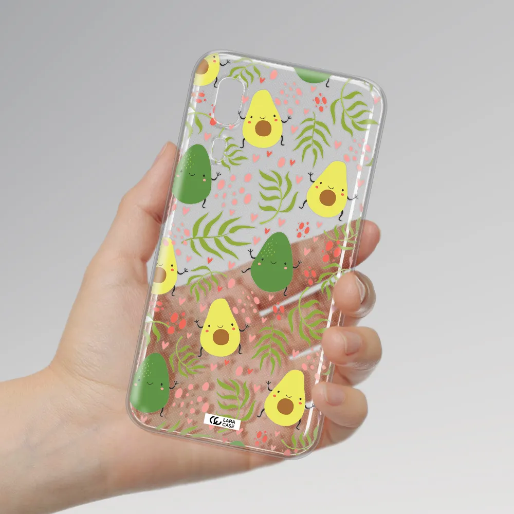 a pattern of avocado and leaves Samsung A2 Core Clear TPU Case