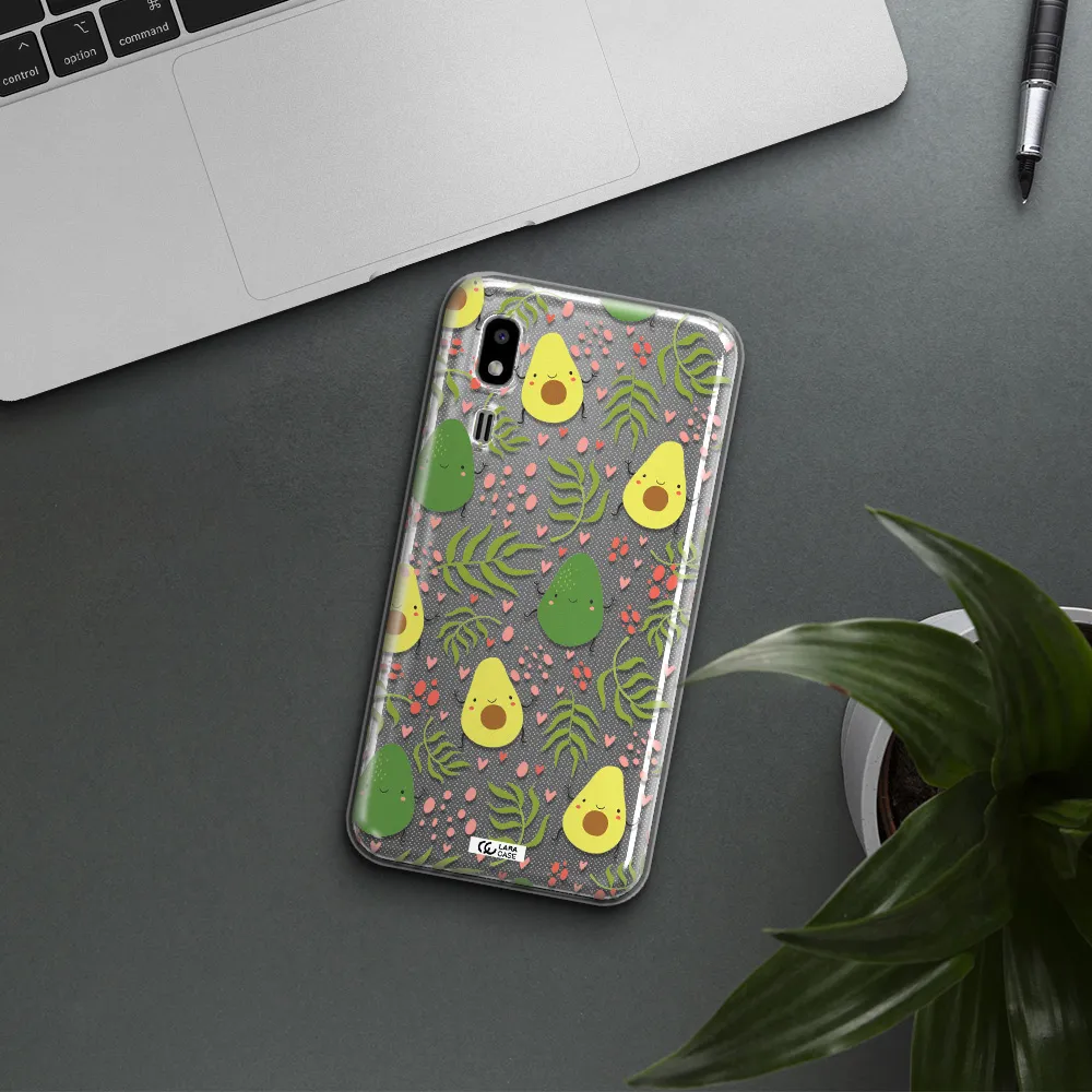 a pattern of avocado and leaves Samsung A2 Core Clear TPU Case
