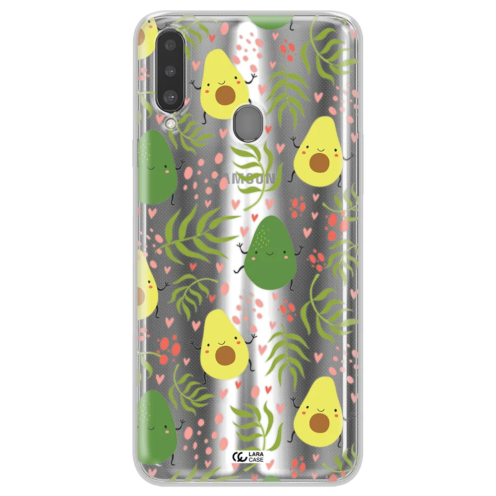 a pattern of avocado and leaves Samsung A20S Clear TPU Case