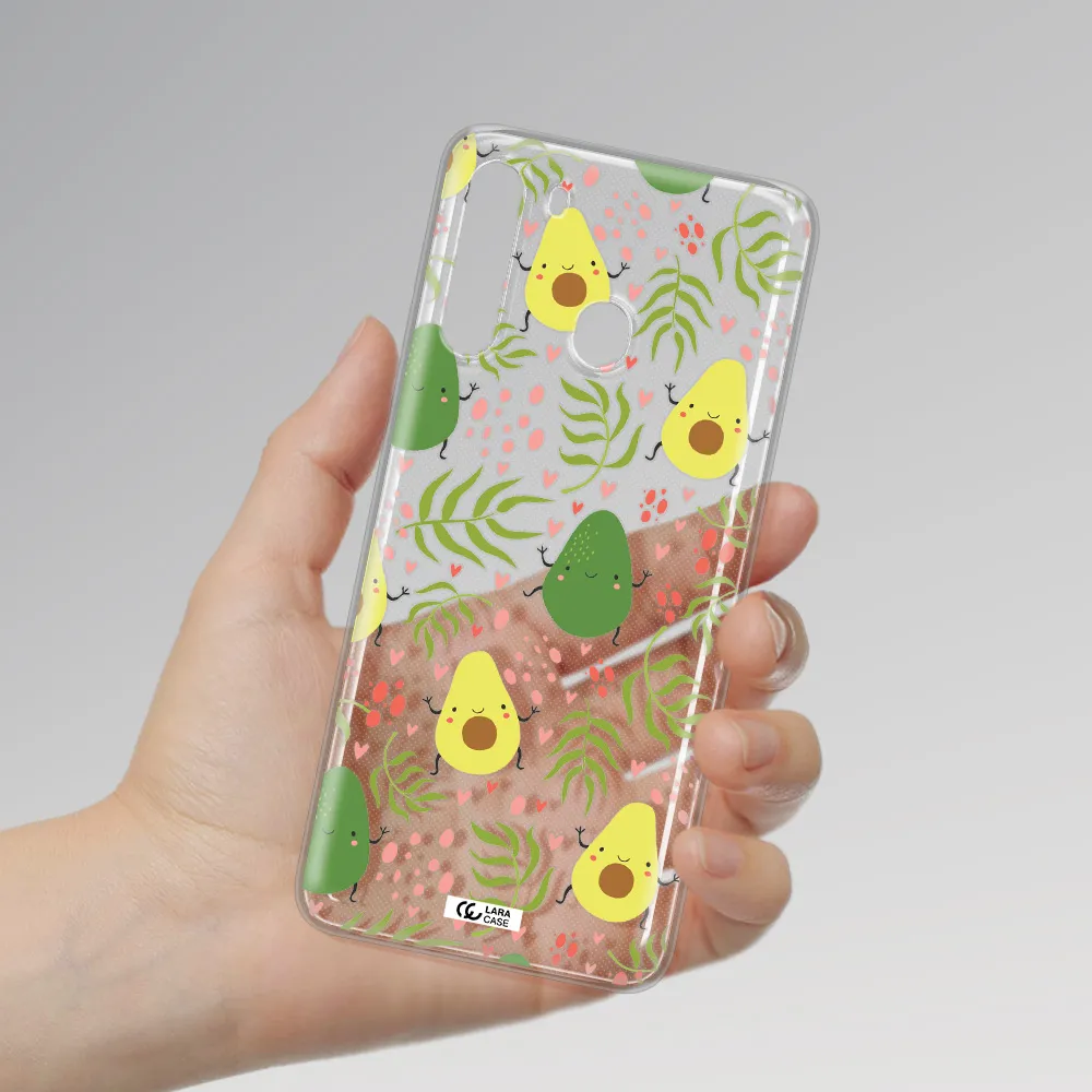a pattern of avocado and leaves Samsung A21 Clear TPU Case