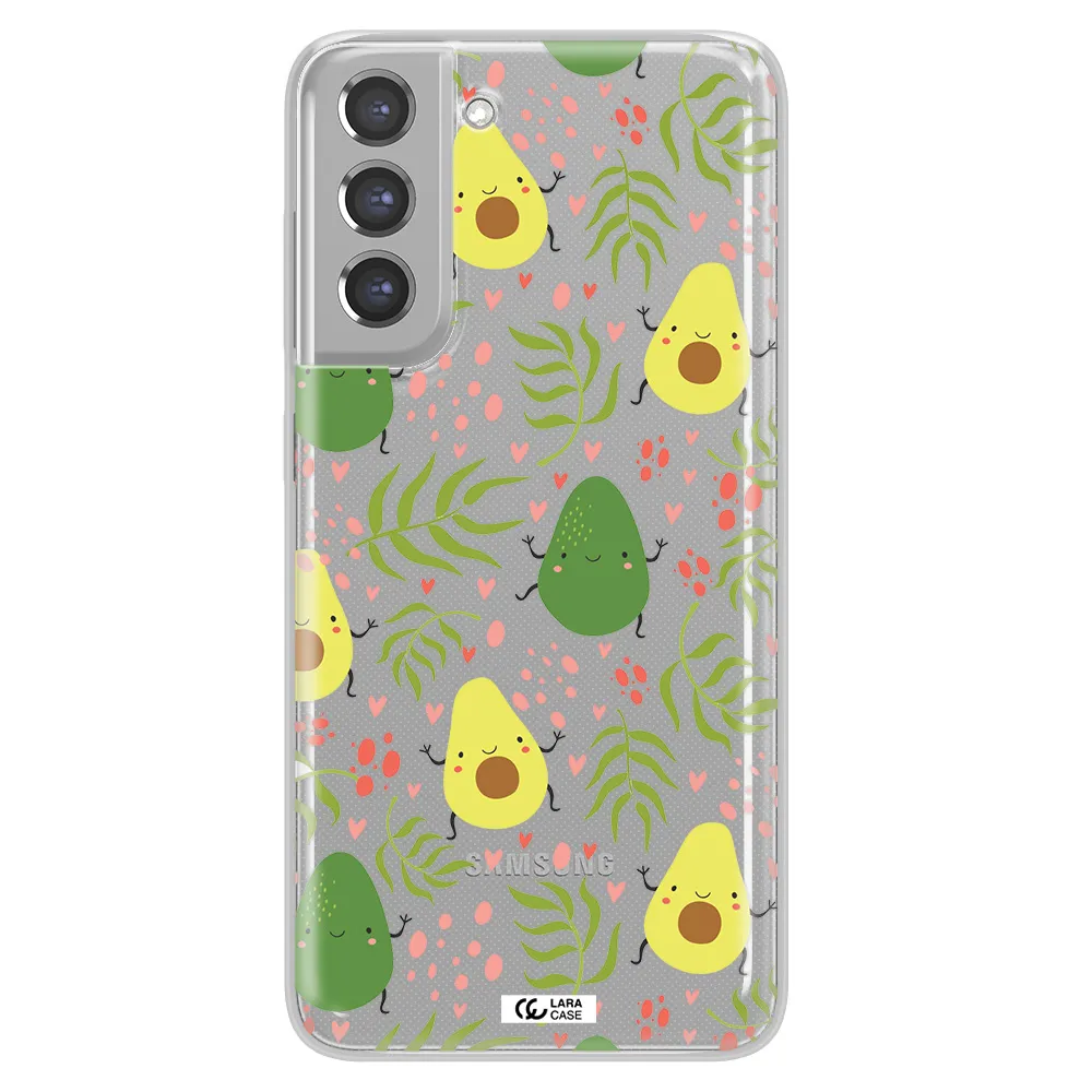 a pattern of avocado and leaves Samsung A21 Fe Clear TPU Case