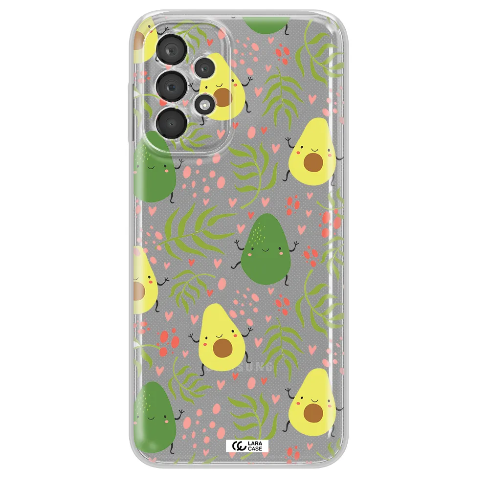 A Pattern Of Avocado And Leaves Samsung A23 5G Clear Tpu Case