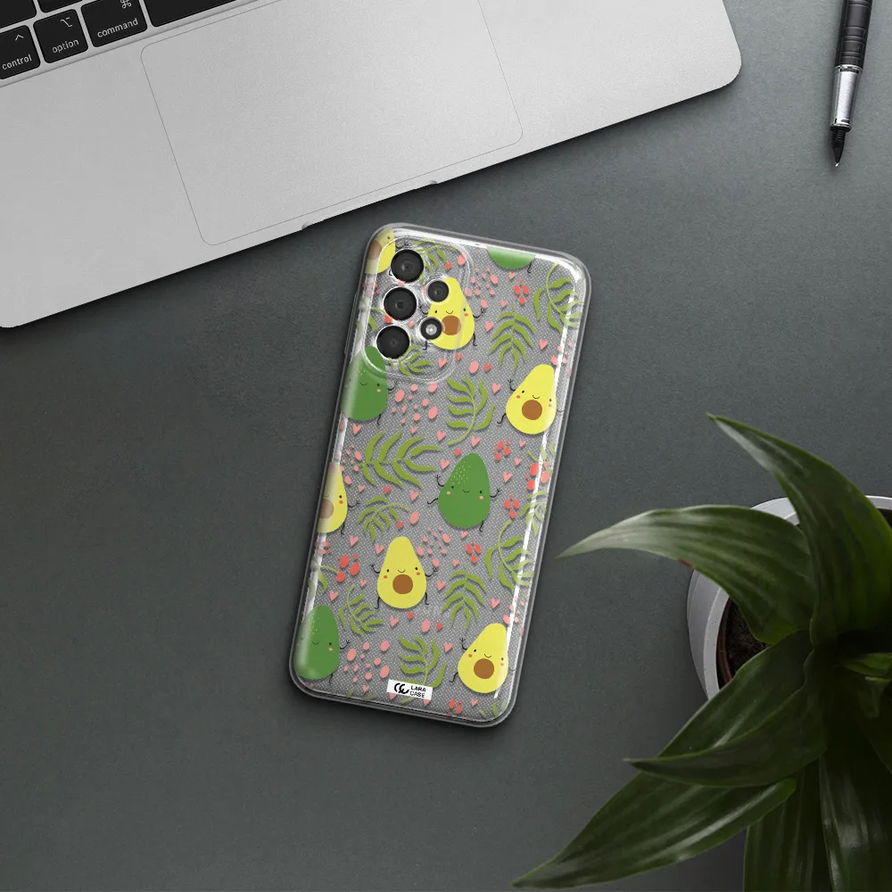A Pattern Of Avocado And Leaves Samsung A23 5G Clear Tpu Case