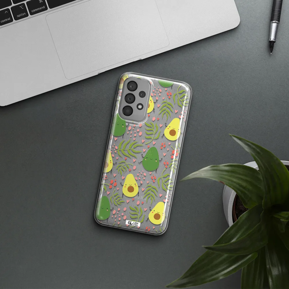 a pattern of avocado and leaves Samsung A33 Clear TPU Case