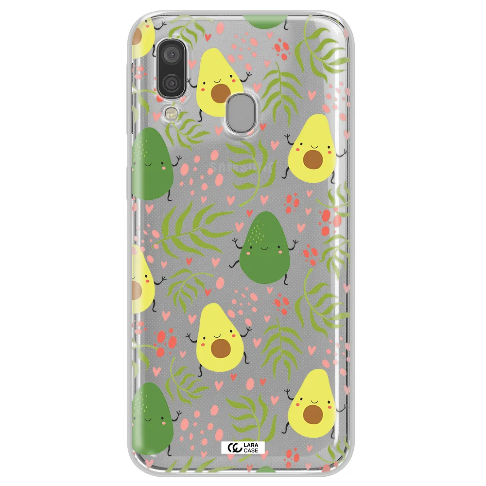 a pattern of avocado and leaves Samsung A40 Clear TPU Case