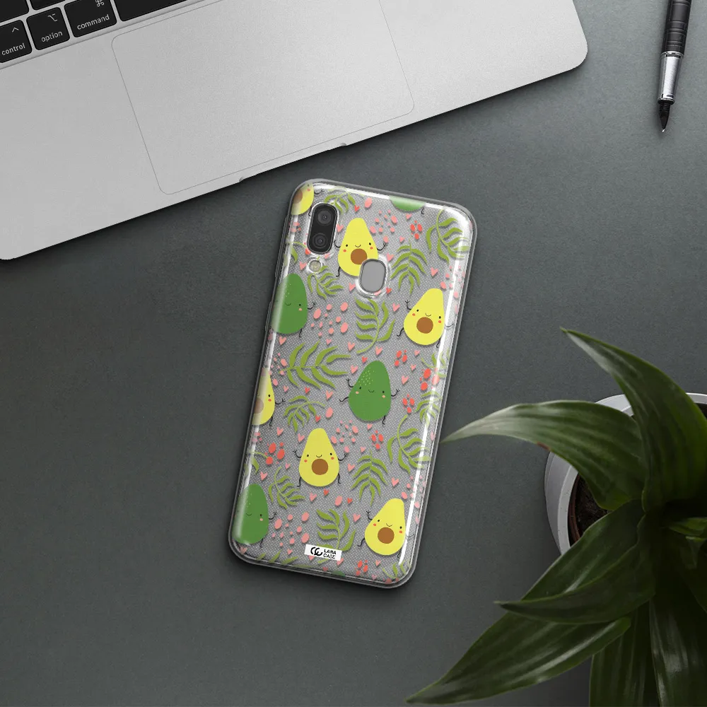 a pattern of avocado and leaves Samsung A40 Clear TPU Case