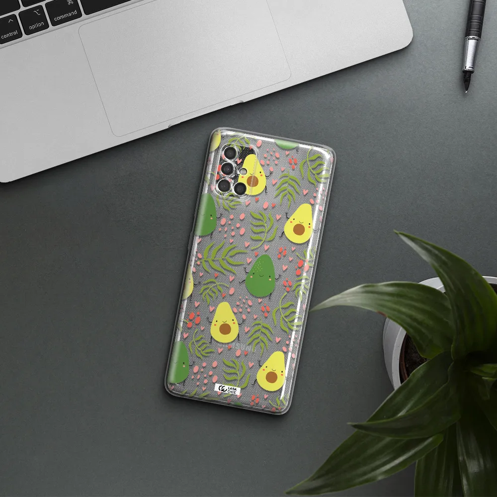 A Pattern Of Avocado And Leaves Samsung A40S Clear Tpu Case