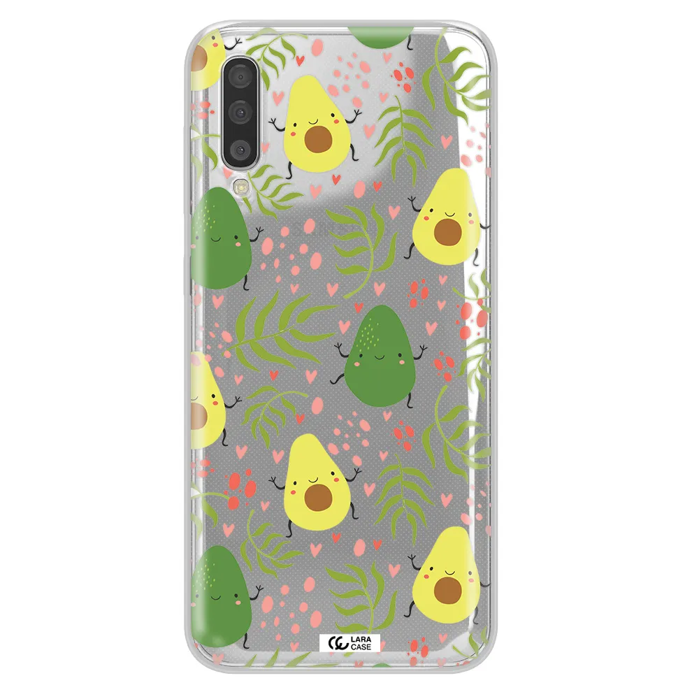 A Pattern Of Avocado And Leaves Samsung A50S Clear Tpu Case