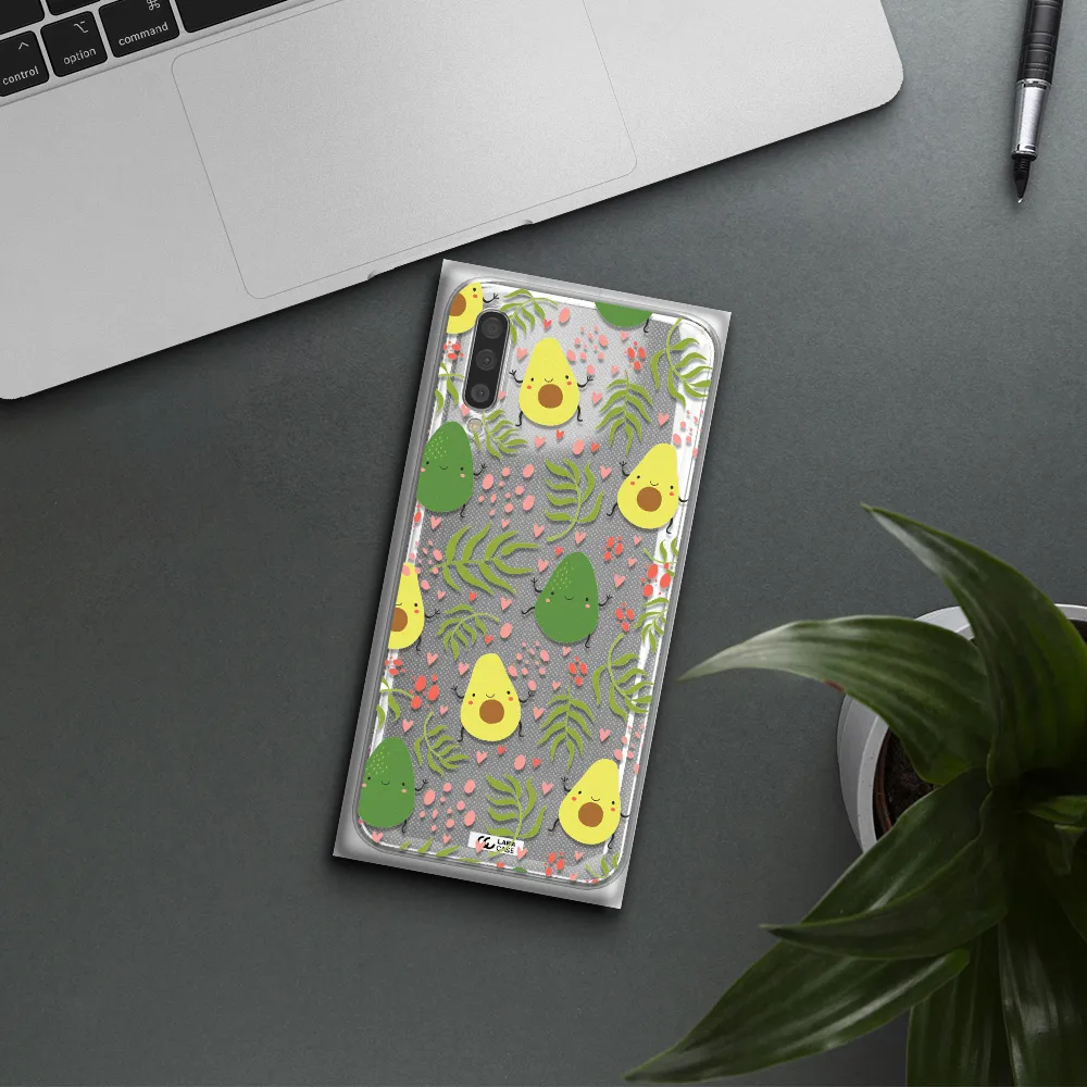 A Pattern Of Avocado And Leaves Samsung A50S Clear Tpu Case