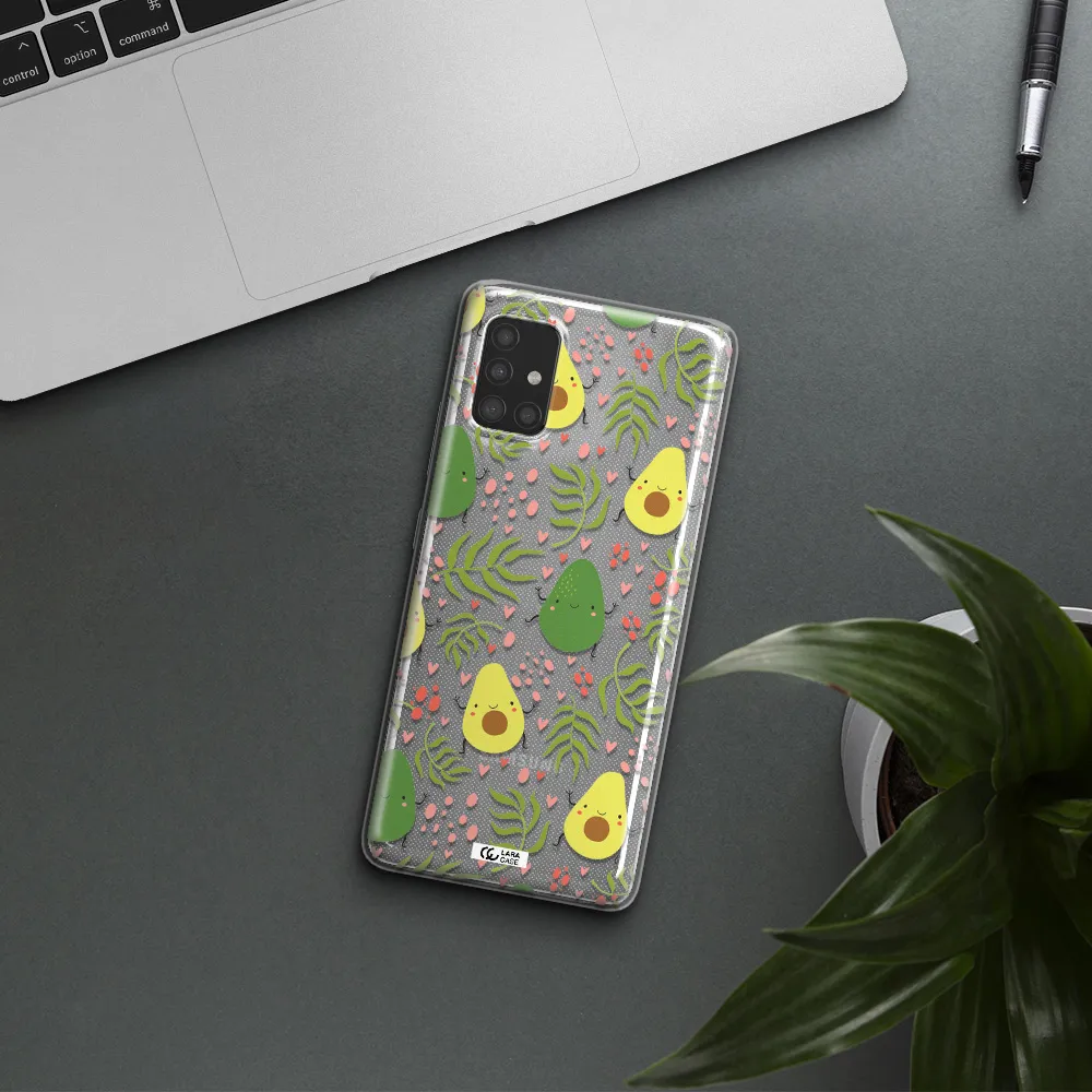 a pattern of avocado and leaves Samsung A51 Clear TPU Case