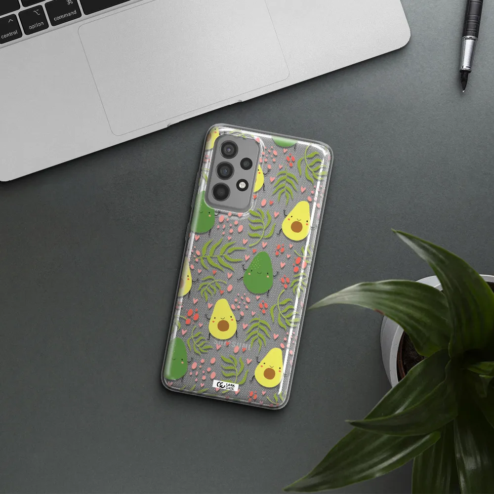 a pattern of avocado and leaves Samsung A52 Clear TPU Case
