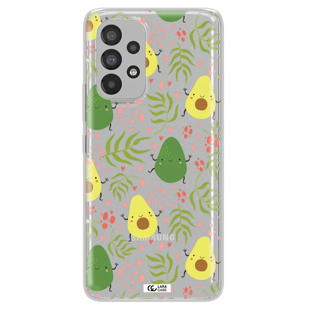 a pattern of avocado and leaves Samsung A53 Clear TPU Case