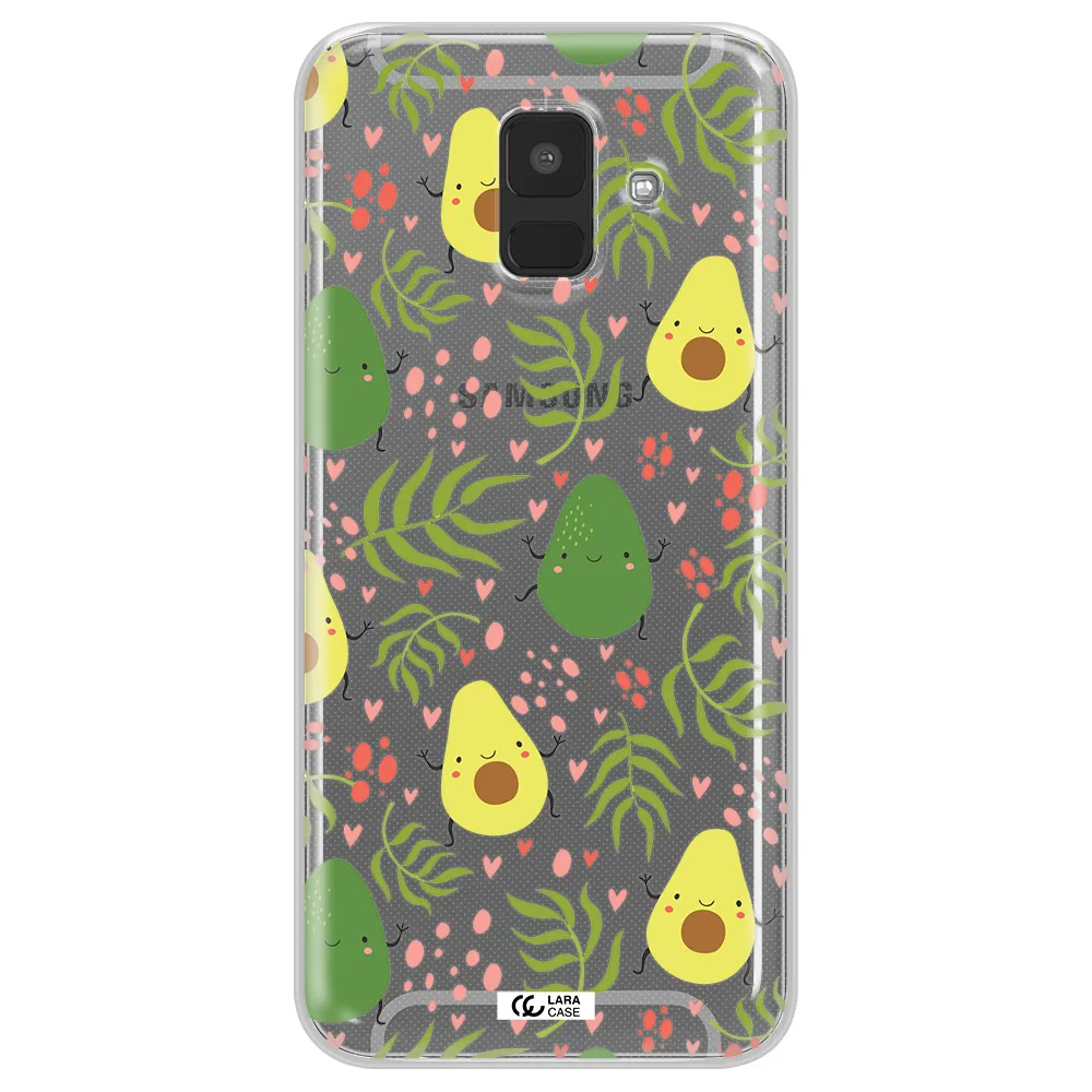 a pattern of avocado and leaves Samsung A6 Clear TPU Case
