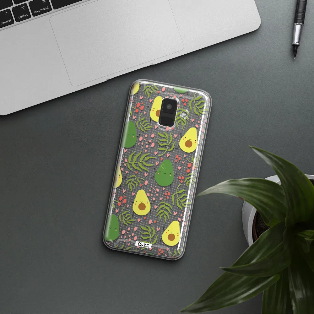 a pattern of avocado and leaves Samsung A6 Clear TPU Case