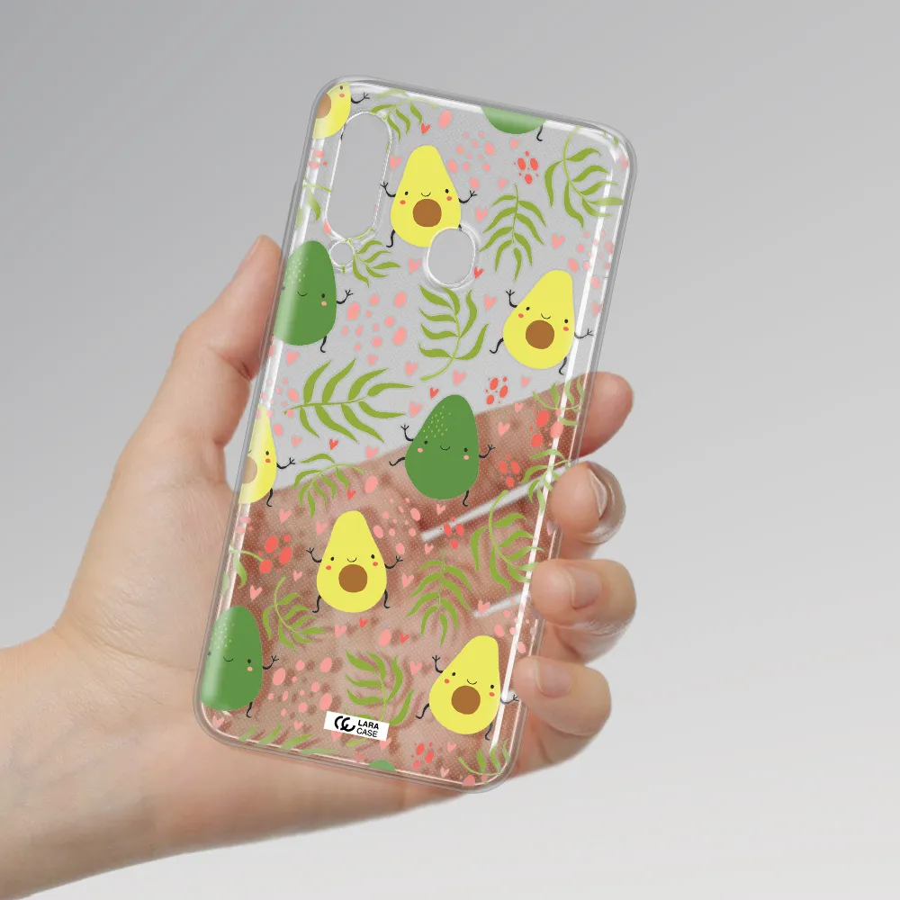a pattern of avocado and leaves Samsung A60 Clear TPU Case