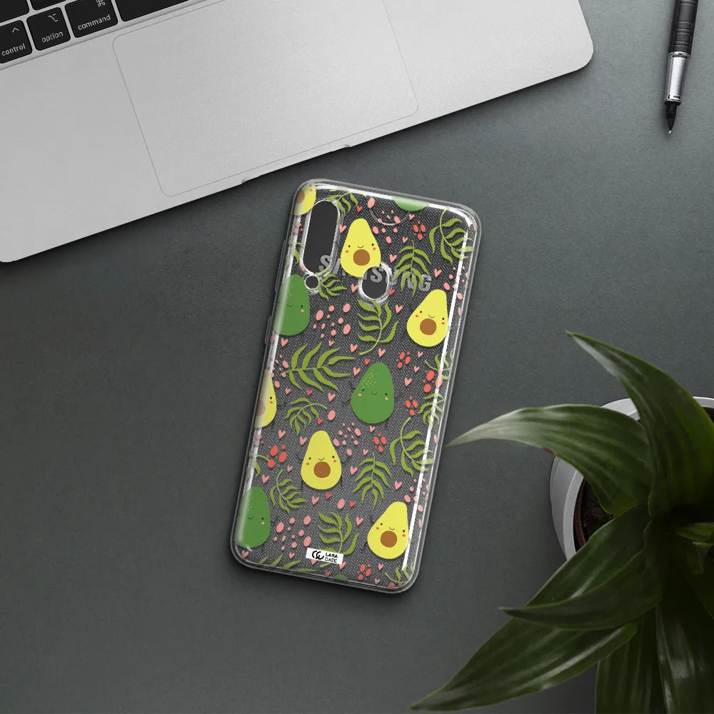 a pattern of avocado and leaves Samsung A60 Clear TPU Case