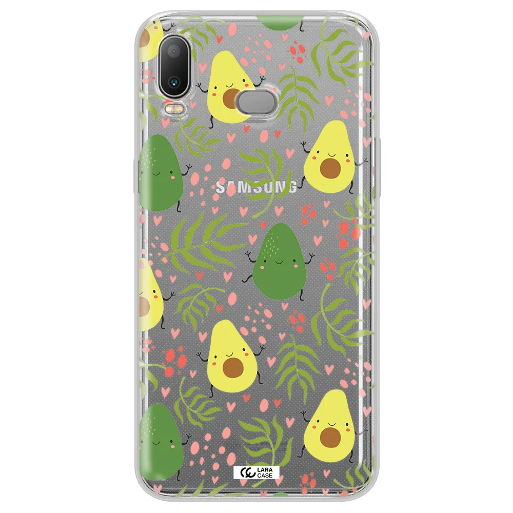 a pattern of avocado and leaves Samsung A6S Clear TPU Case