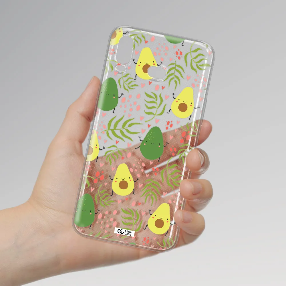 a pattern of avocado and leaves Samsung A6S Clear TPU Case