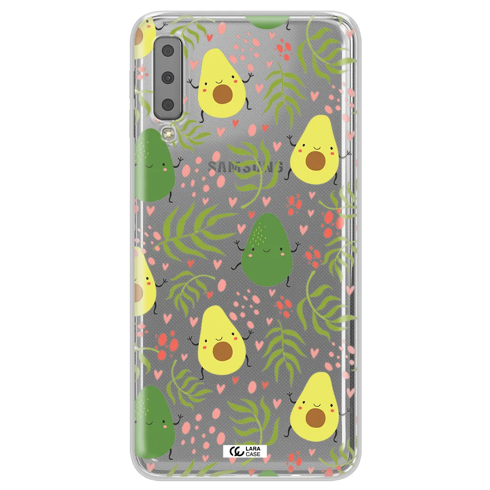 a pattern of avocado and leaves Samsung A7 2018 Clear TPU Case