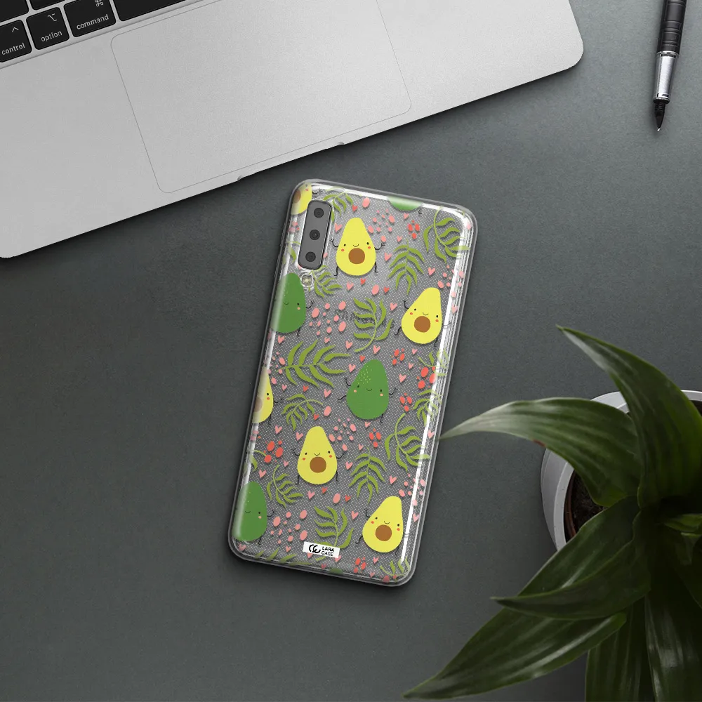 a pattern of avocado and leaves Samsung A7 2018 Clear TPU Case