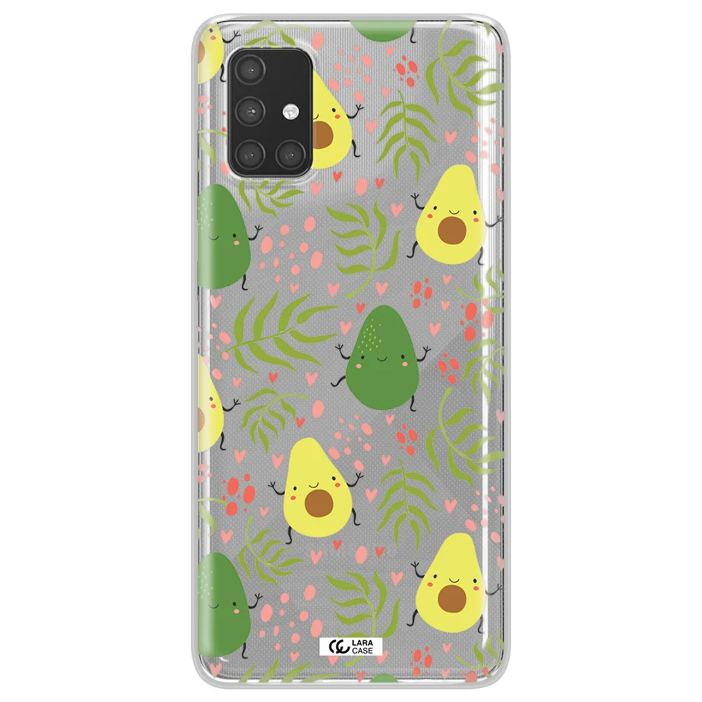 a pattern of avocado and leaves Samsung A71 Clear TPU Case