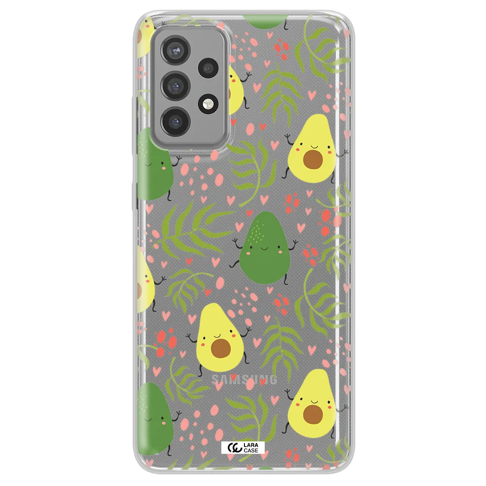 a pattern of avocado and leaves Samsung A72 Clear TPU Case