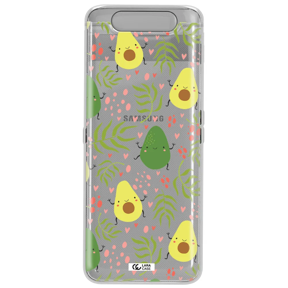 a pattern of avocado and leaves Samsung A80 Clear TPU Case