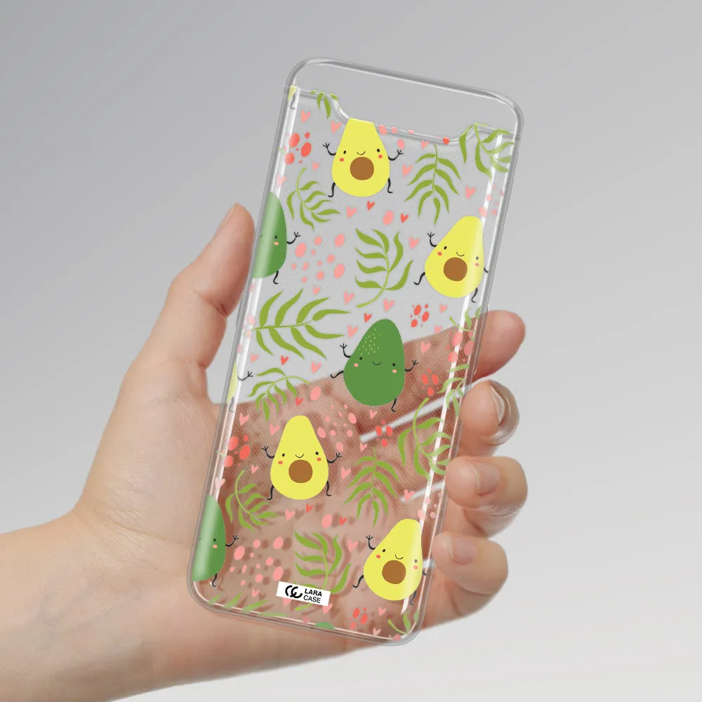 a pattern of avocado and leaves Samsung A80 Clear TPU Case