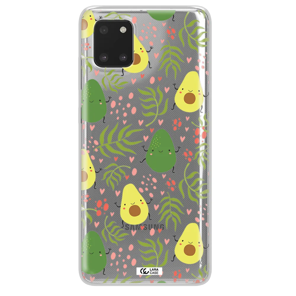 a pattern of avocado and leaves Samsung A81 Clear TPU Case
