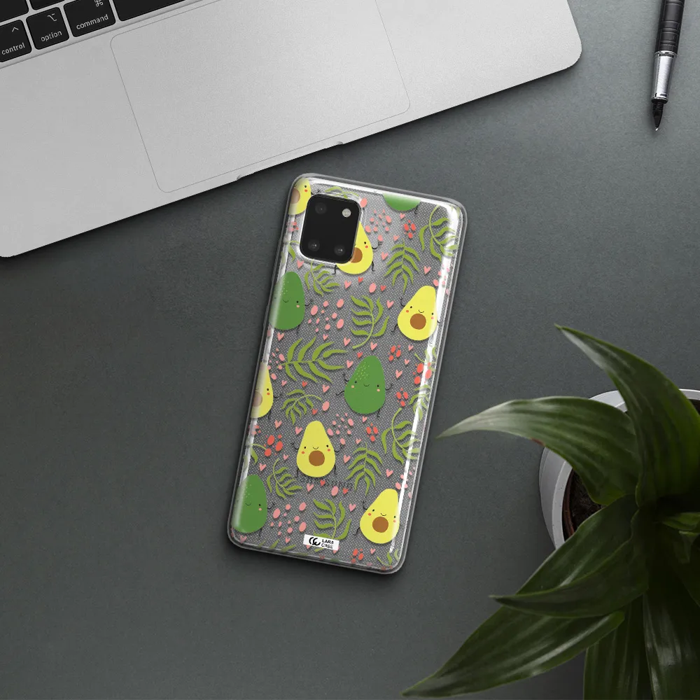 a pattern of avocado and leaves Samsung A81 Clear TPU Case