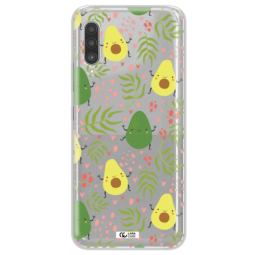 a pattern of avocado and leaves Samsung A90 Clear TPU Case