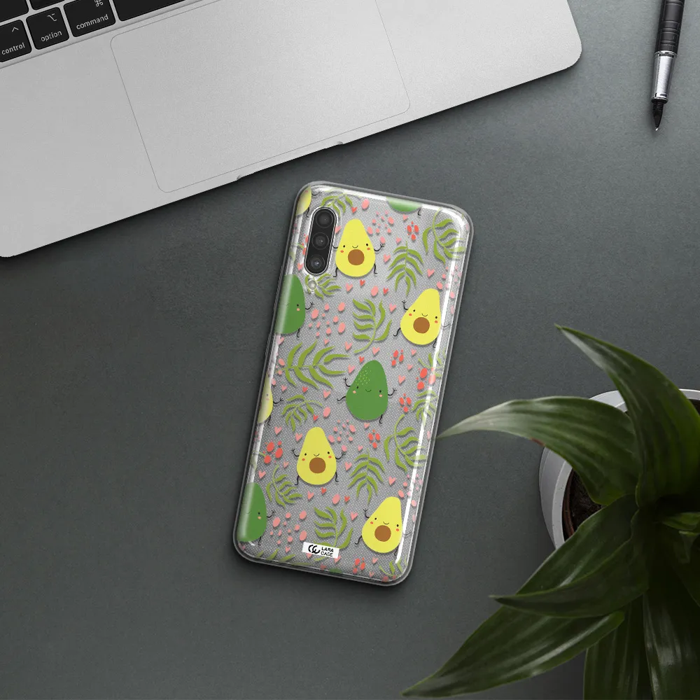 a pattern of avocado and leaves Samsung A90 Clear TPU Case