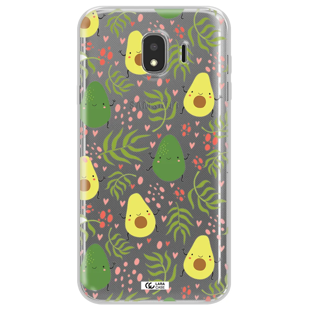 a pattern of avocado and leaves Samsung J4 Clear TPU Case