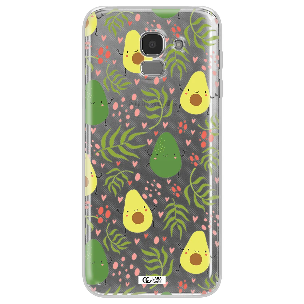 a pattern of avocado and leaves Samsung J6 Clear TPU Case