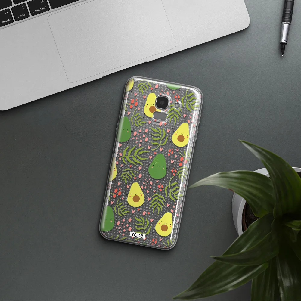 a pattern of avocado and leaves Samsung J6 Clear TPU Case