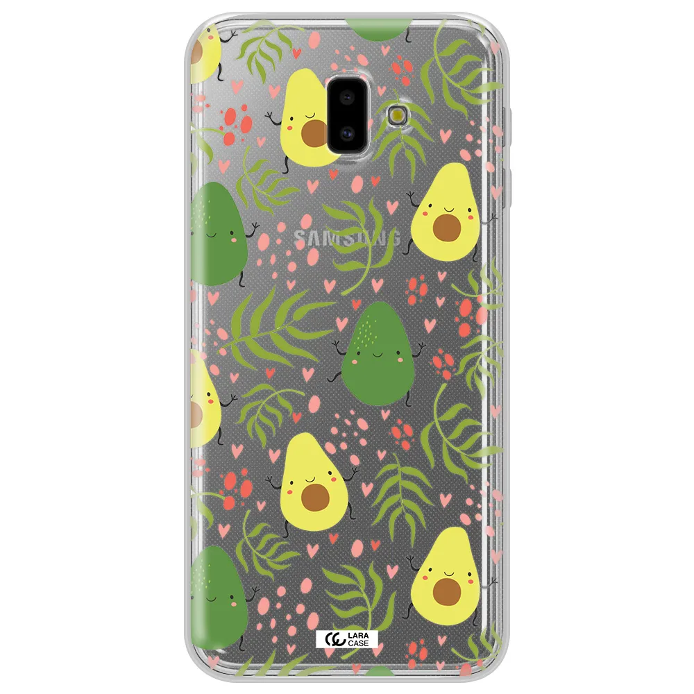 a pattern of avocado and leaves Samsung J6 Plus Clear TPU Case