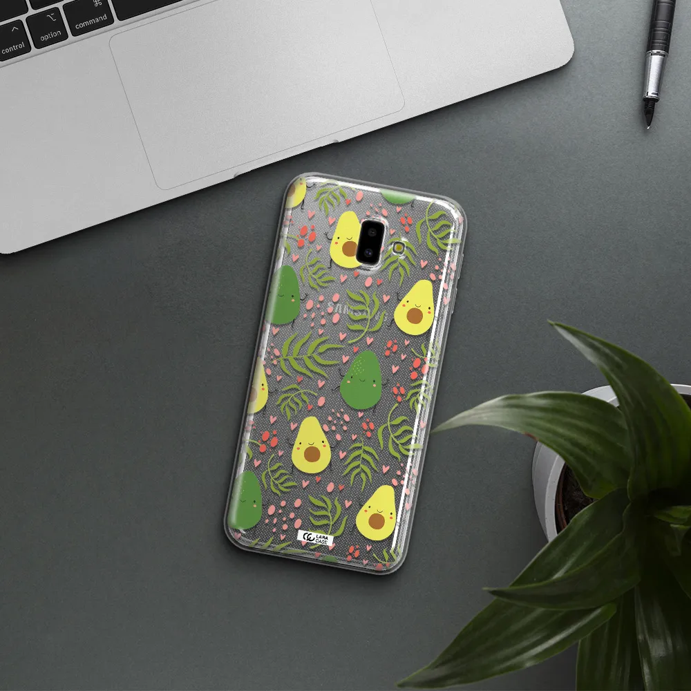 a pattern of avocado and leaves Samsung J6 Plus Clear TPU Case