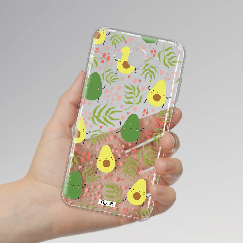 a pattern of avocado and leaves Samsung J7 Core Clear TPU Case