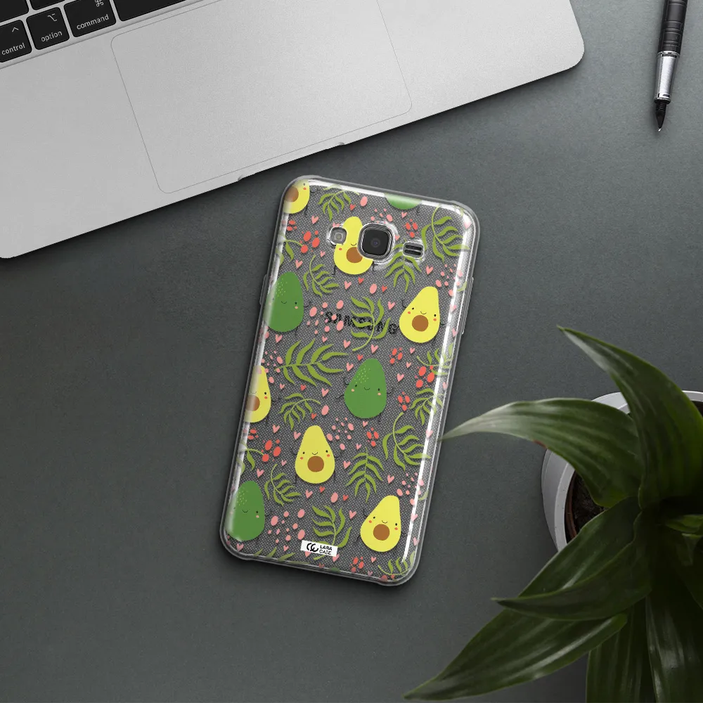 a pattern of avocado and leaves Samsung J7 Core Clear TPU Case