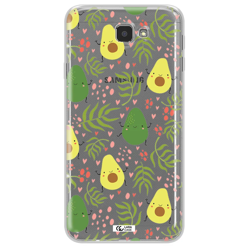 a pattern of avocado and leaves Samsung J7 Prim Clear TPU Case