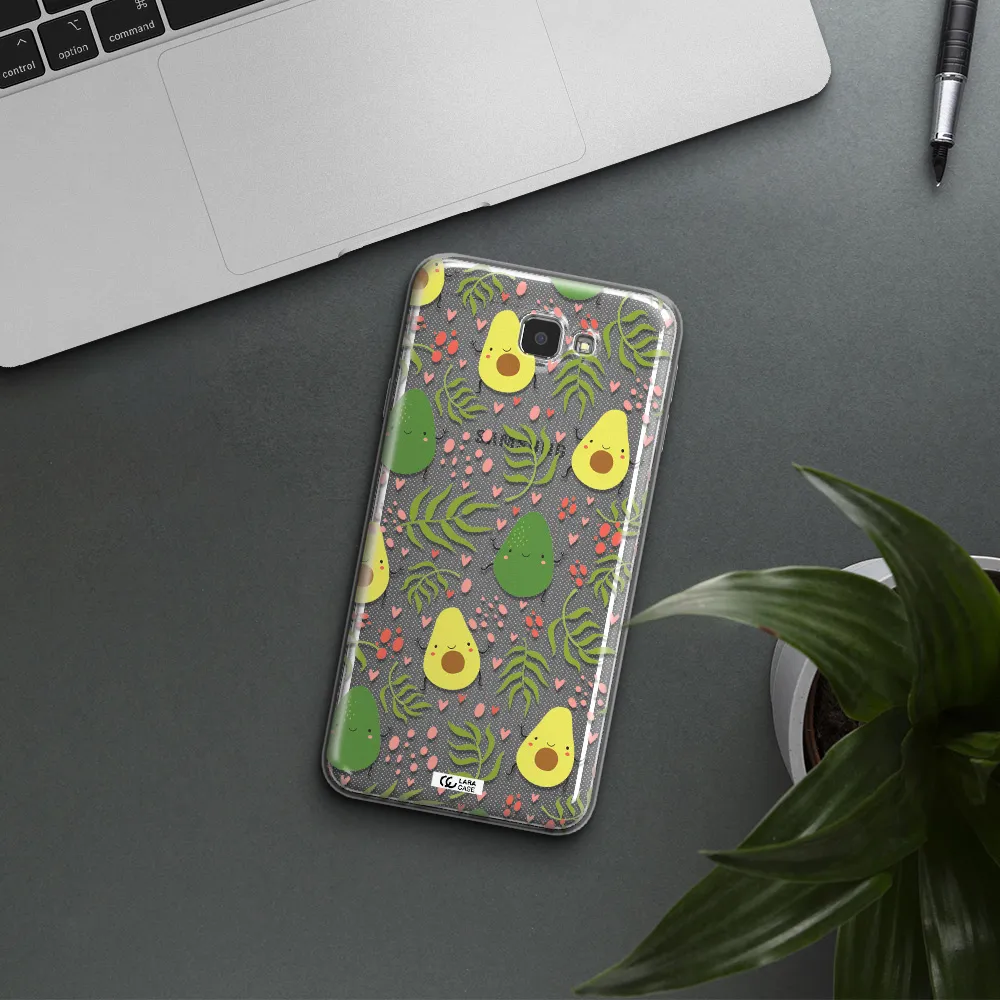 a pattern of avocado and leaves Samsung J7 Prim Clear TPU Case
