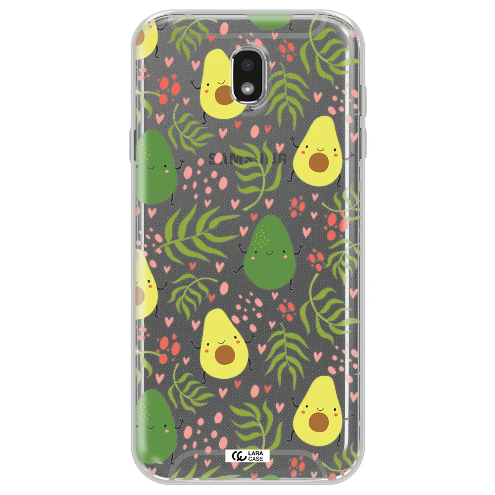 a pattern of avocado and leaves Samsung J7 Pro Clear TPU Case