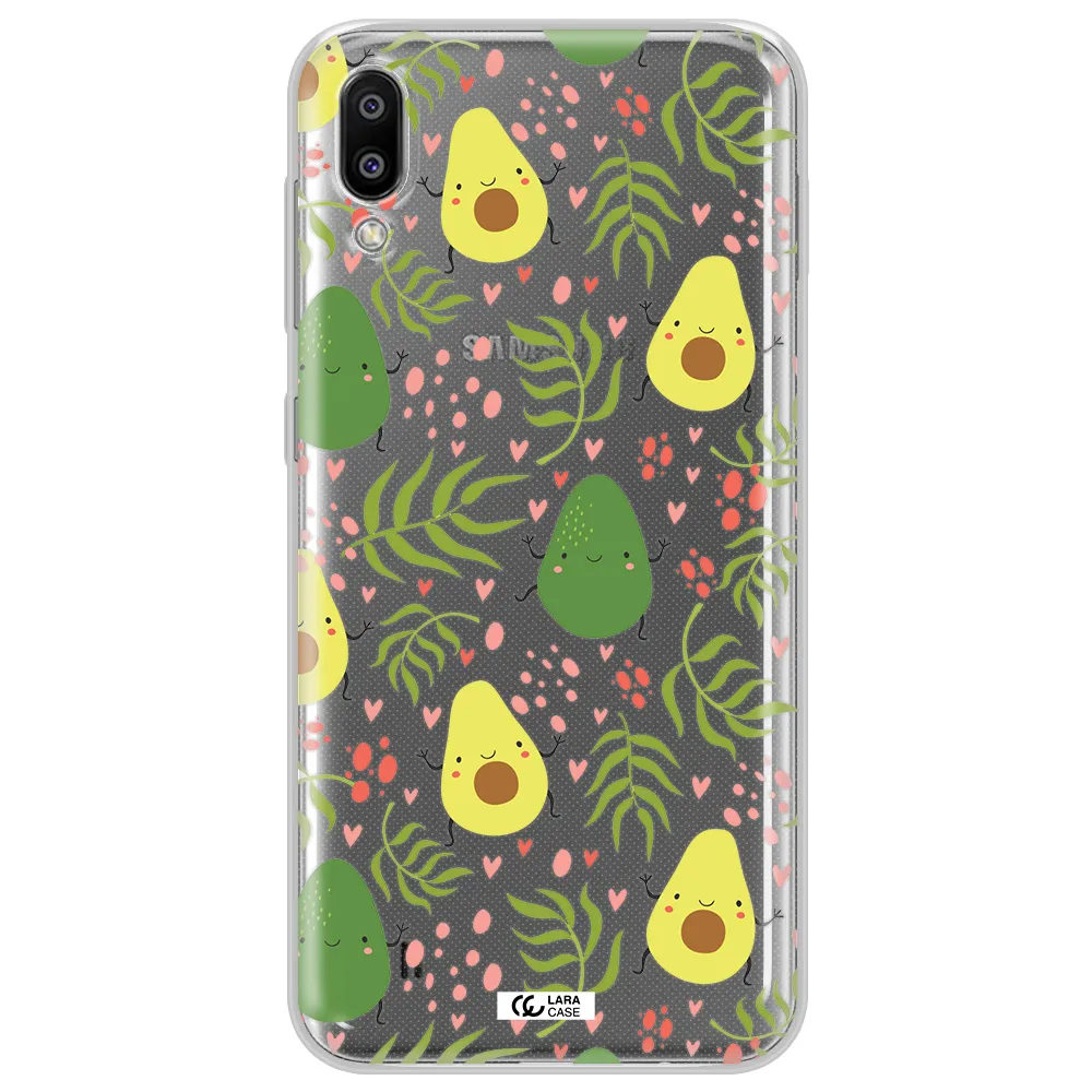 a pattern of avocado and leaves Samsung M10 Clear TPU Case