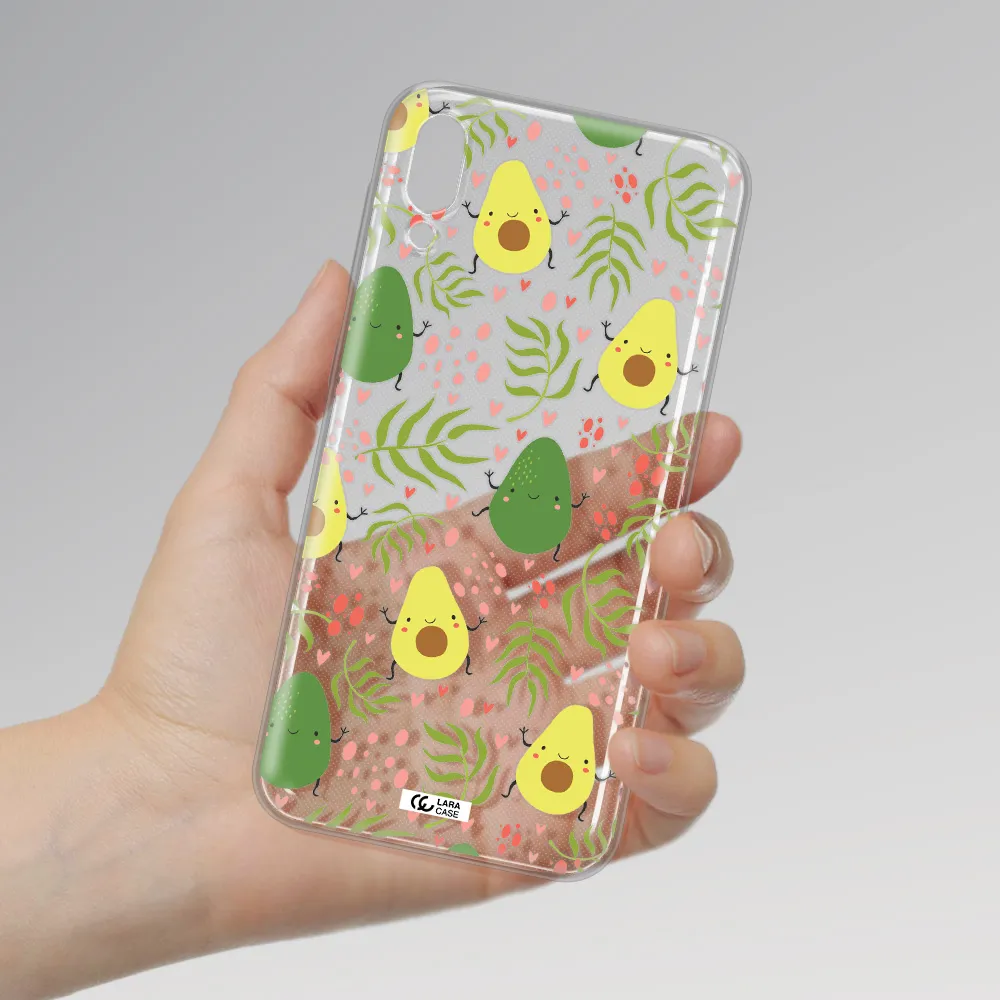 a pattern of avocado and leaves Samsung M10 Clear TPU Case