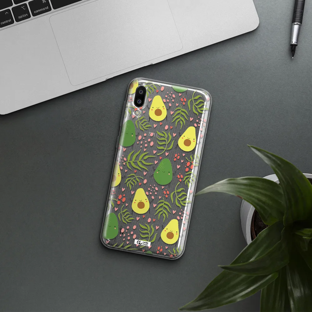 a pattern of avocado and leaves Samsung M10 Clear TPU Case