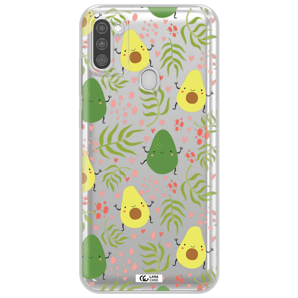 a pattern of avocado and leaves Samsung M11 Clear TPU Case
