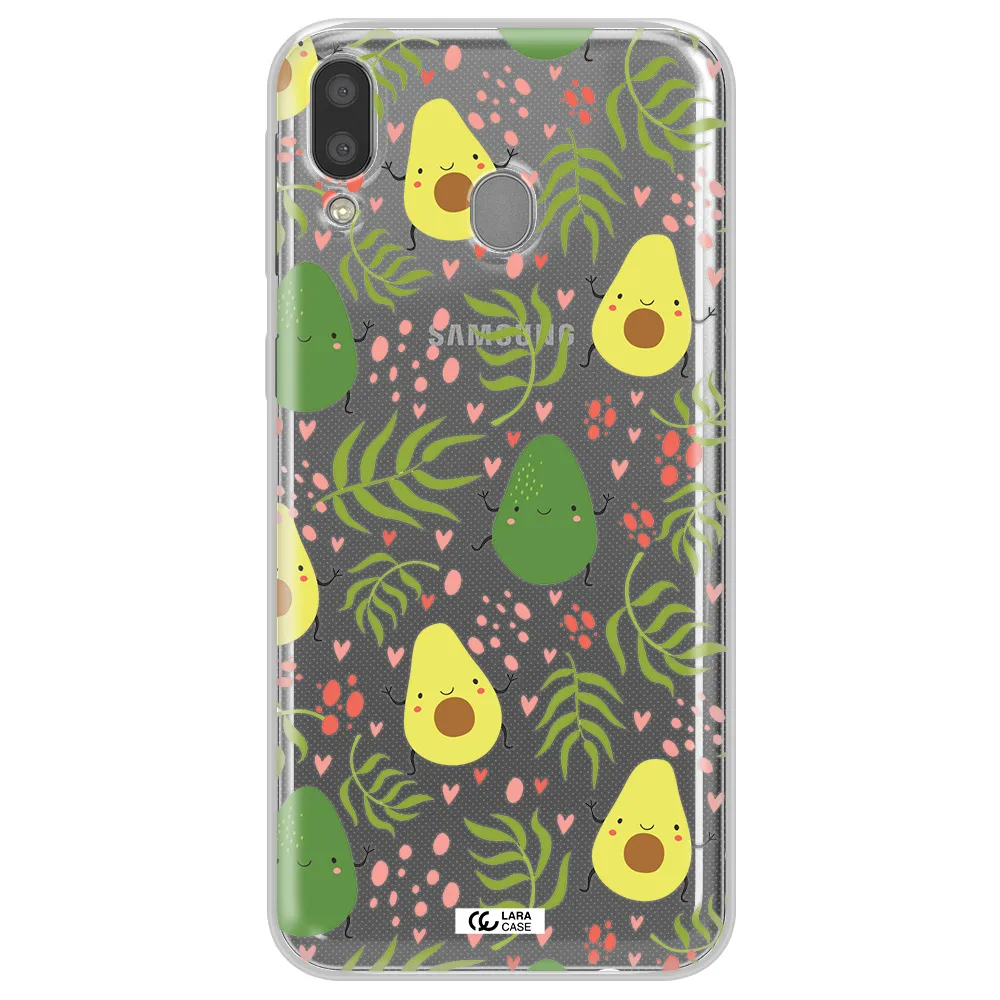 a pattern of avocado and leaves Samsung M20 Clear TPU Case