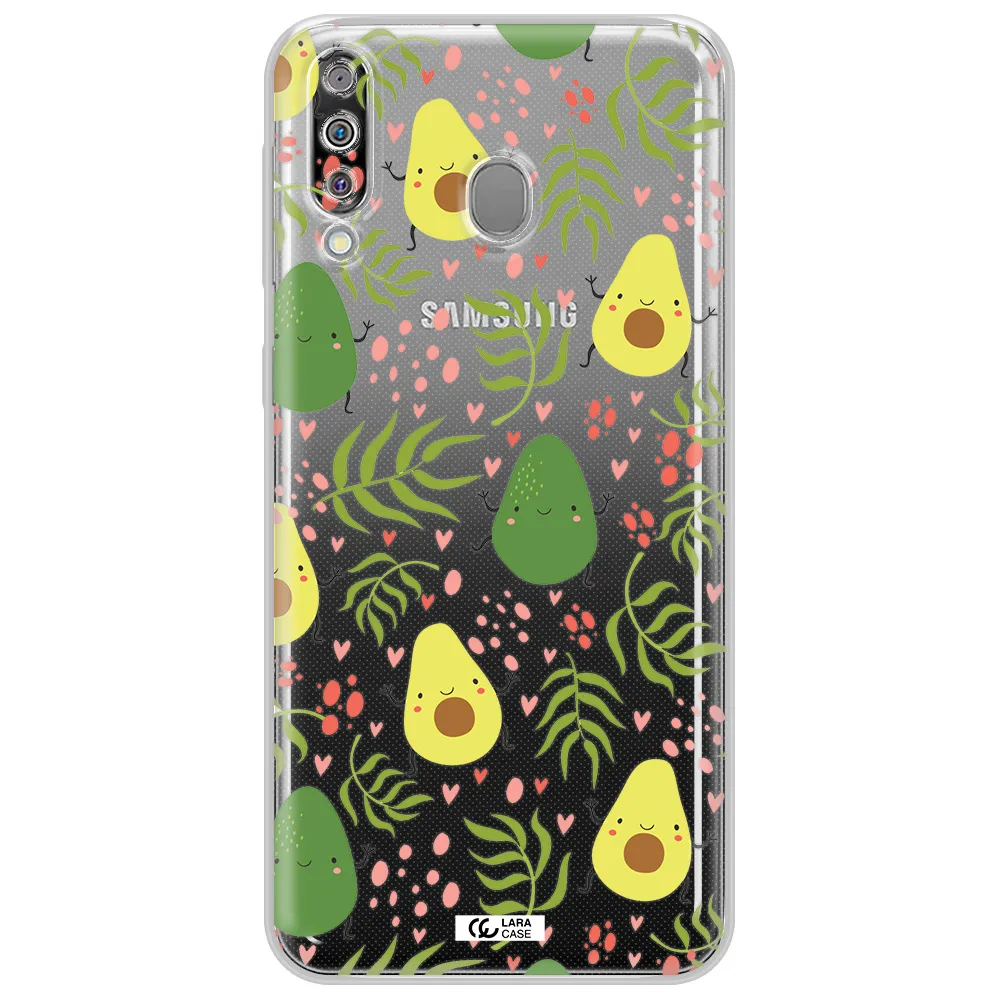 a pattern of avocado and leaves Samsung M30 Clear TPU Case