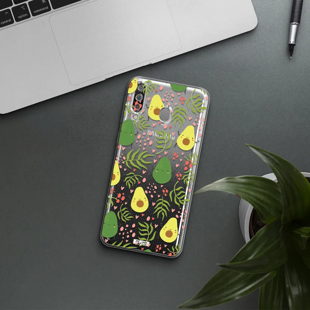 a pattern of avocado and leaves Samsung M30 Clear TPU Case