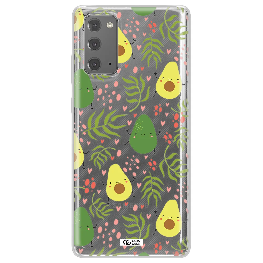 a pattern of avocado and leaves Samsung Note 20 Clear TPU Case
